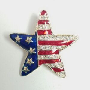 Vintage Red White and Blue Enamel Star Shape Brooch, Five Pointed, Patriotic